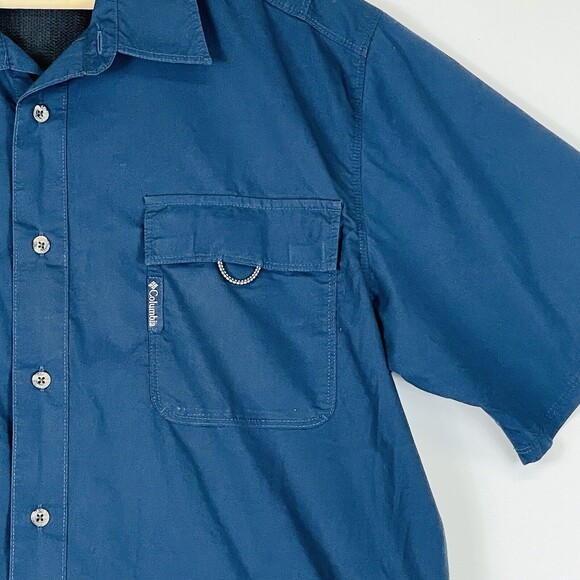 COLUMBIA Sportswear Blue Short Sleeve Breathable Vents Top Shirt Mens Sz Large - Picture 4 of 8